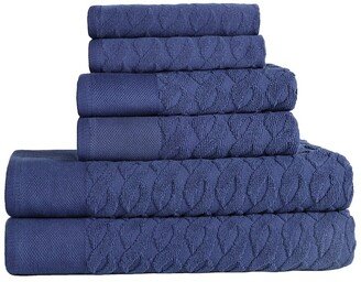 Turkish Cotton 6Pc Highly Absorbent Jacquard Herringbone Towel Set-AB