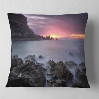 Designart 'Sunset at Samarra Seashore Sintra' Seashore Throw Pillow