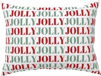 Pillows: Jolly Print - Red And Green Pillow, Woven, White, 12X16, Double Sided, Red