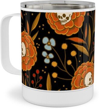 Travel Mugs: Halloween Floral - Multi Stainless Steel Mug, 10Oz, Multicolor