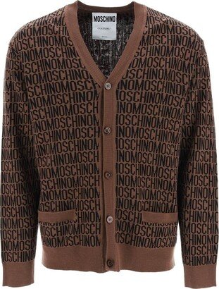 All Over Logo Printed Buttoned Cardigan