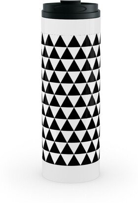 Travel Mugs: Triangles - Geometric - Black & White Stainless Mug, White, 16Oz, Black