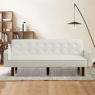 Milmoent Sofa Bed Couch Faux Leather Loveseat Sofa Convertible Modern Futon Couch Small Sleeper Futons Bed