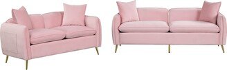 IGEMAN 2 Piece Velvet Upholstered Sofa Sets, Loveseat and 3 Seat Couch Set