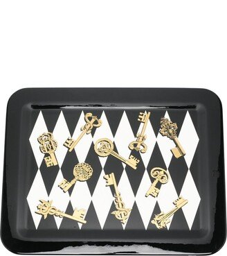 Gold Keys-Print Rectangular Tray