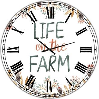 Designart Life On the Farm Large Cottage Wall Clock - 36 x 36