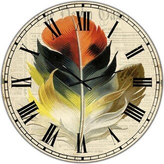 Designart Colorful Elegant Feather Iii Oversized Cottage Wall Clock - 36 x 36