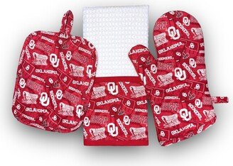 Oklahoma Sooners | 3 Piece Handmade University Kitchen Set Pot Holder Towel Oven Mitt