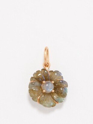 Tropical Flower Labradorite & 18kt Gold Charm