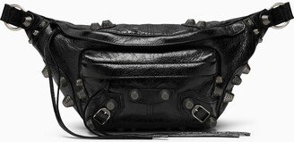 Le Cagole Medium black leather bumbag