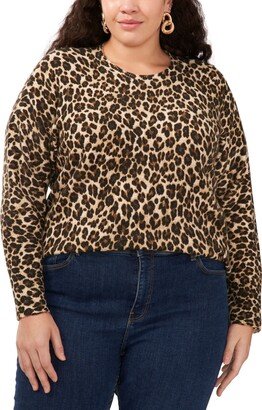 Plus Size Elegant Leopard Print Sweater