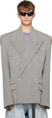 Gray Double-Breasted Blazer-AA