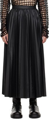 Black Pleated Midi Skirt-AC