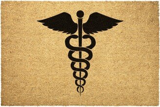 Caduceus Staff Medical Symbol Doormat Nurse Door Mat Outdoor Rug Coir Decor Housewarming Home Christmas Summer Gift