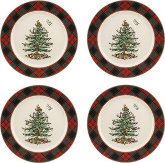 Christmas Tree Tartan Salad Plate, Set of 4, Service for 4