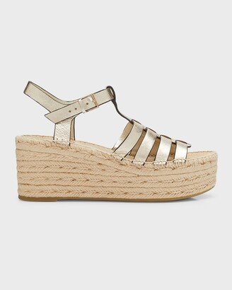 Metallic Wedge Espadrille Fisherman Sandals