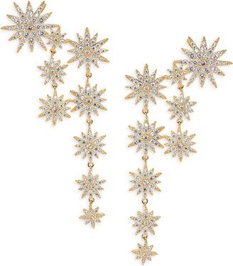 14K Goldplated & Cubic Zirconia Starburst Drop Earrings