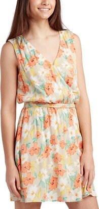 Juniors' Floral-Print Wrap-Style Dress