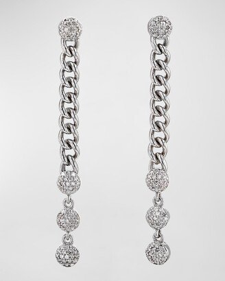 Diamond Pave Curb Chain Drop Earrings, 2L