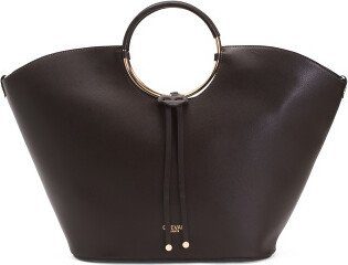 TJMAXX Leather Tulip Tote With Round Handles