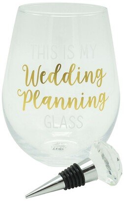 Tmd Holdings This is My Wedding Planning Oversized Stemless Wine Glass and Stopper Set, 2 Pieces