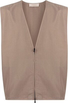 V-neck zipped-up gilet