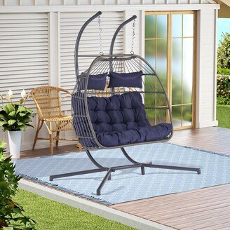 Ouyessir Outdoor Rattan Hanging Chair Patio Wicker Egg Chair