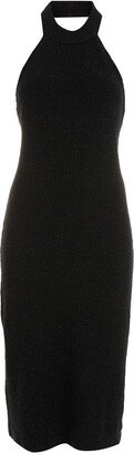 Ribbed-Knit Halterneck Midi Dress