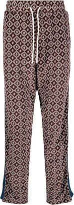 Monogram-Pattern Velvet Track Pants