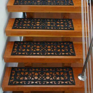 Rubber-Cal 6-Piece Regal Stair Treads Rubber Step Mats, 9.75 by 29.75-Inch, Black