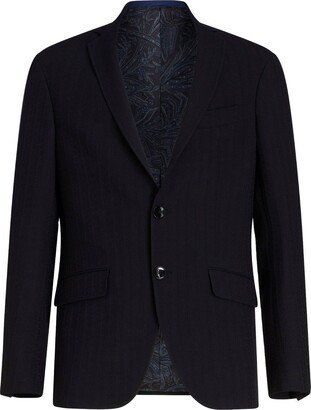 Notched-Lapels Virgin Wool-Blend Blazer