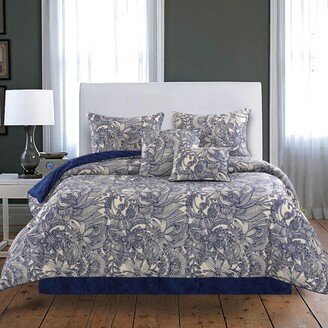 Valentina 5-Piece Flowers and Doodles Microfiber Comforter Set