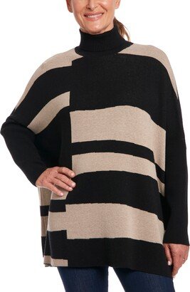 Women's Long Sleeve Turtleneck Poncho Sweater