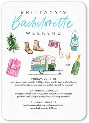 Bachelorette Party Invitations: Mountain Weekend Bachelorette Party Invitation, White, 5X7, Matte, Signature Smooth Cardstock, Rounded