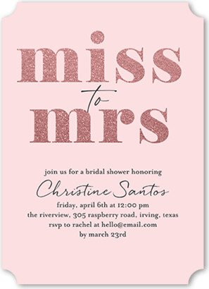 Bridal Shower Invitations: One To The Other Bridal Shower Invitation, Pink, 5X7, Matte, Signature Smooth Cardstock, Ticket