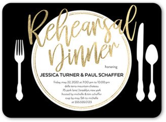 Rehearsal Dinner Invitations: Table Setting Rehearsal Dinner Invitation, Black, 5X7, Matte, Signature Smooth Cardstock, Rounded