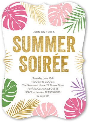 Cocktail Party Invitations: Sunshine Soiree Summer Invitation, White, 5X7, Matte, Signature Smooth Cardstock, Bracket