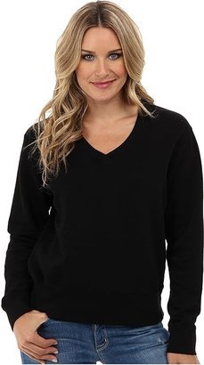 Deep V-Neck (Black) Women's Sweater