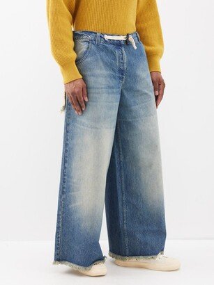 8 MONCLER PALM ANGELS Drawstring Frayed Wide-leg Jeans