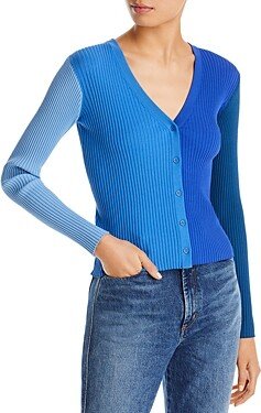 Color Block Ribbed Cardigan Sweater