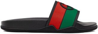 Black Interlocking G Slip-On Sandals