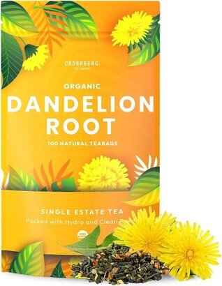 Cederberg Tea Company Dandelion Root Herbal Tea, USDA Organic, Non-GMO, Eco-Friendly and Caffeine Free - 100 Compostable Tea Bags