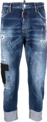 Patchwork Cropped Jeans-AA