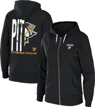 Women's Wear by Erin Andrews Black Pittsburgh Penguins Sponge Fleece Full-Zip Hoodie