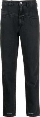 Logo-Print High-Rise Tapered Jeans