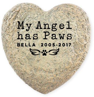 Garden Stones: Angel Paws Garden Stone, Heart Shaped Garden Stone (9X9), White