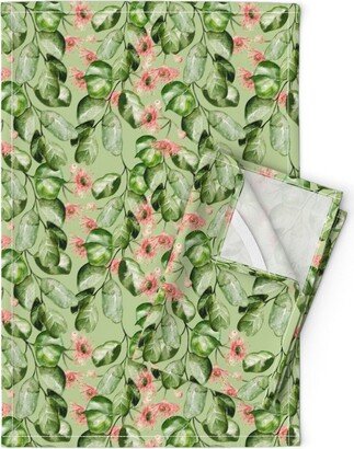 Eucalyptus Leaves Tea Towels | Set Of 2 - With Blooms By Designs Lee Vines Flowers Linen Cotton Spoonflower