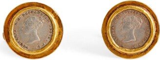 Brooski Silver-Gold Queen Victoria Ii Cufflinks