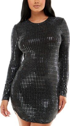 Juniors' Metallic Bodycon Dress - Black/Gunmetal