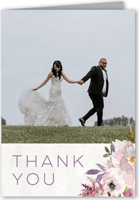 Wedding Thank You Cards: Painted Promise Thank You Card, Purple, 3X5, Matte, Folded Smooth Cardstock